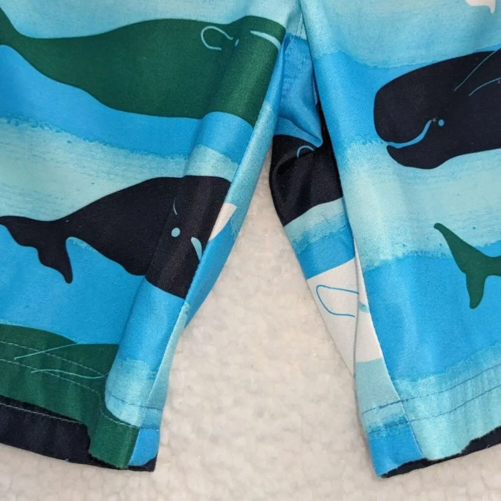 Gymboree Boys Whale Swim Trunks Size 6 Blue Nautical